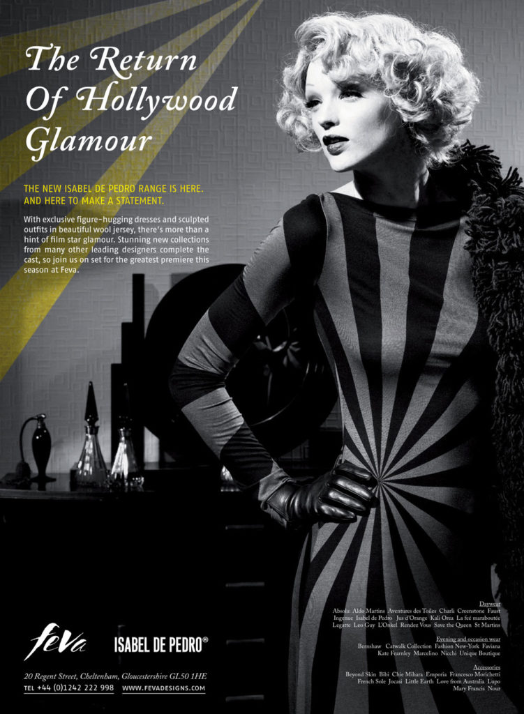 Fashion advert Cotswold Style The return to Hollywood glamour