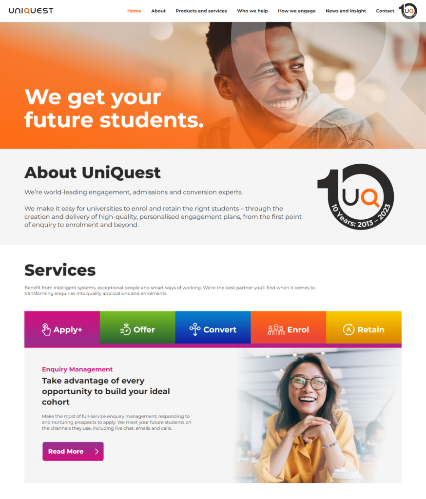 UniQuest website home page