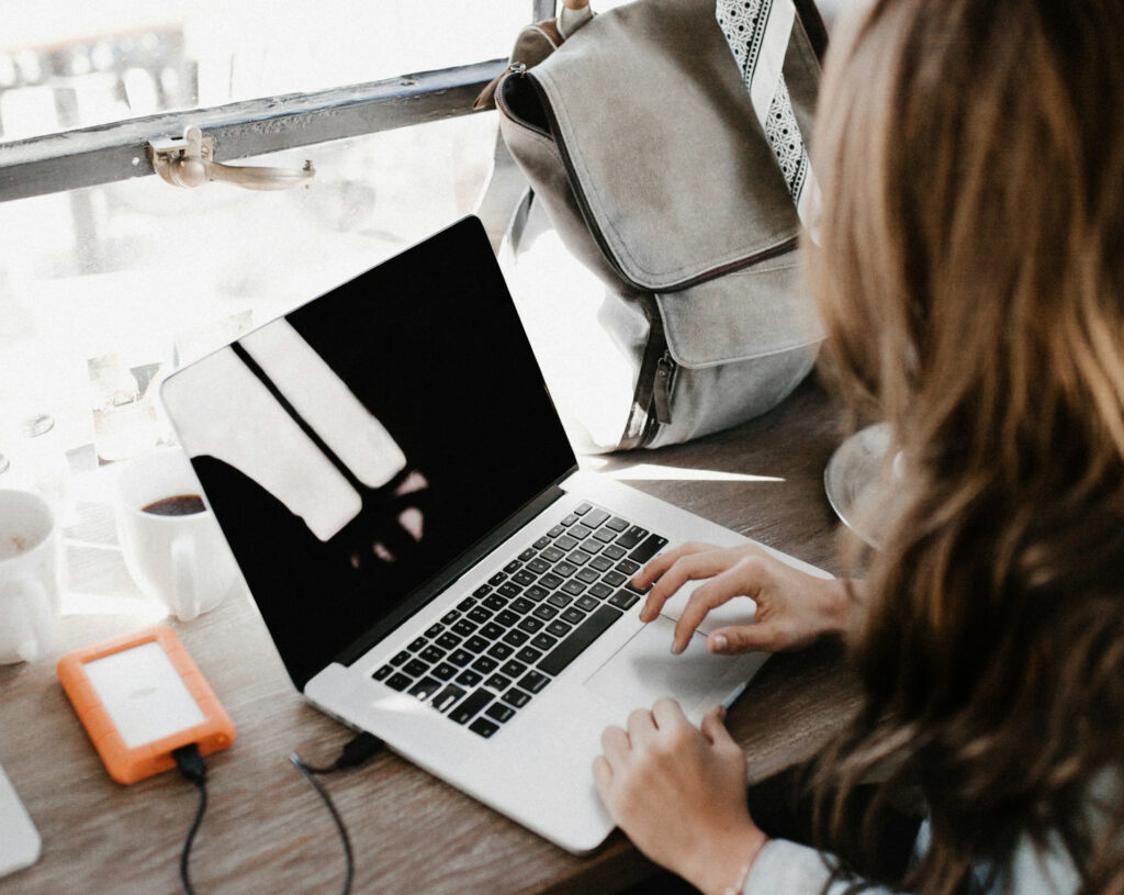 Female working on laptop as a marketing freelancer