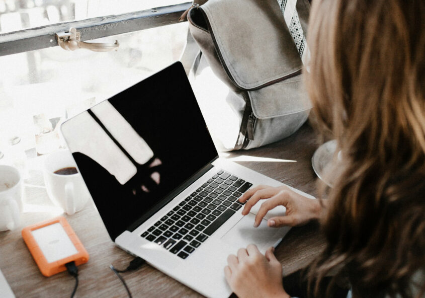 Female working on laptop as a marketing freelancer